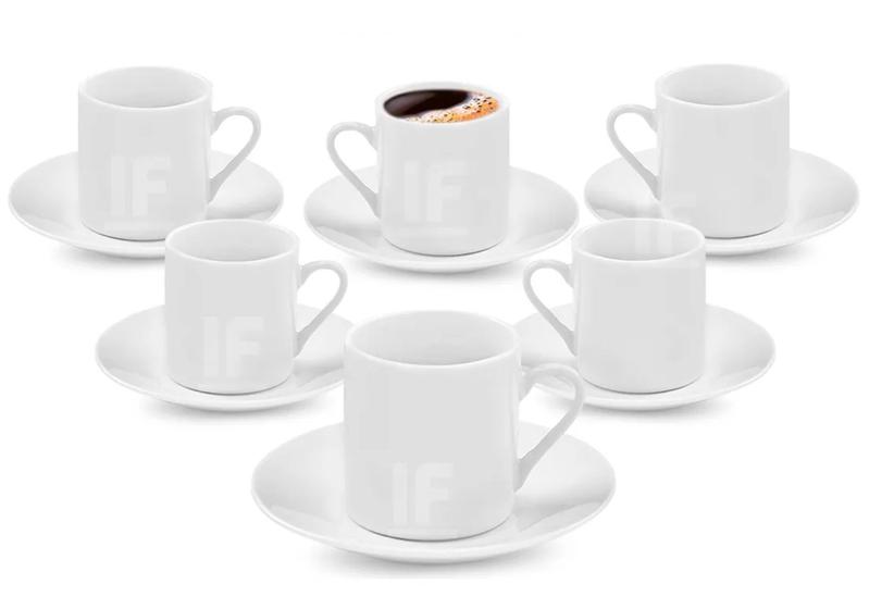 Imagem de Jogo 6 Xicara Café Chá Porcelana 80ml Branco Liso