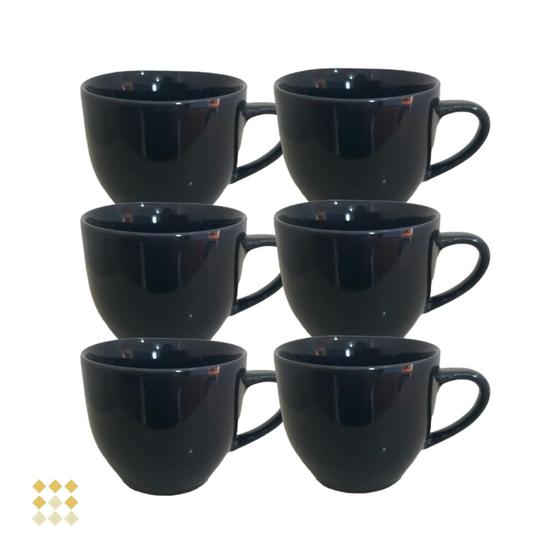 Imagem de Jogo 6 Xícara Chá Café 170ml Preta em Porcelana