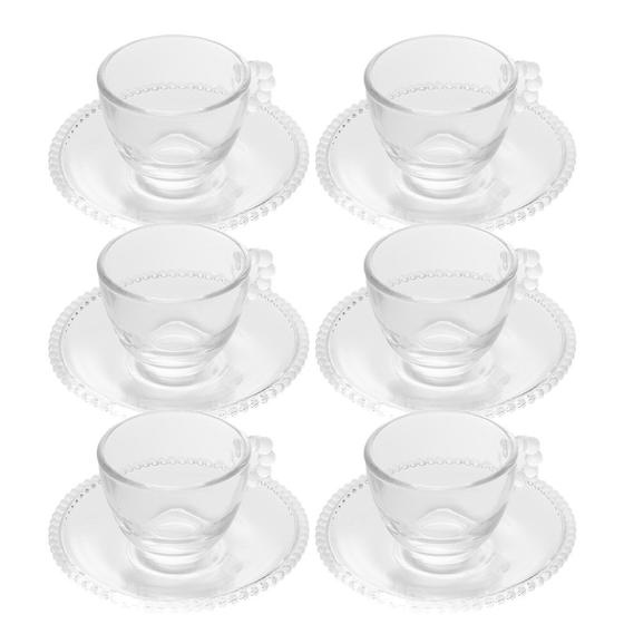 Imagem de Jogo 6 Xícara de Café com Pires Cristal Pearl Wolff Cor Transparente 90ml