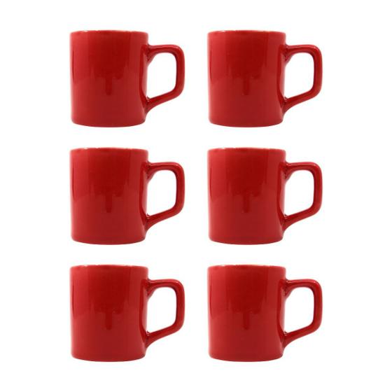 Imagem de Jogo 6 Xícaras 80mL Café Expresso Vermelha Mini Canecas Chá