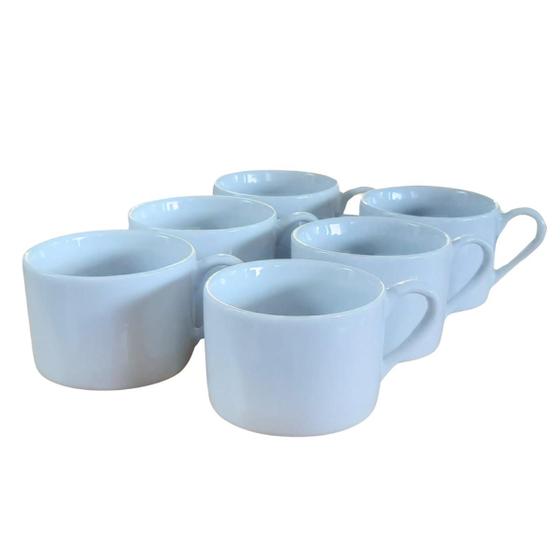 Imagem de Jogo 6 xícaras Café Chá 170ml Base Reta - Porcelana Branca (2)