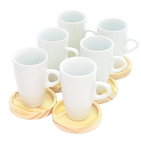 Imagem de Jogo 6 xícaras café/chá Cônica Alta 165ml c/pires red. Pinus