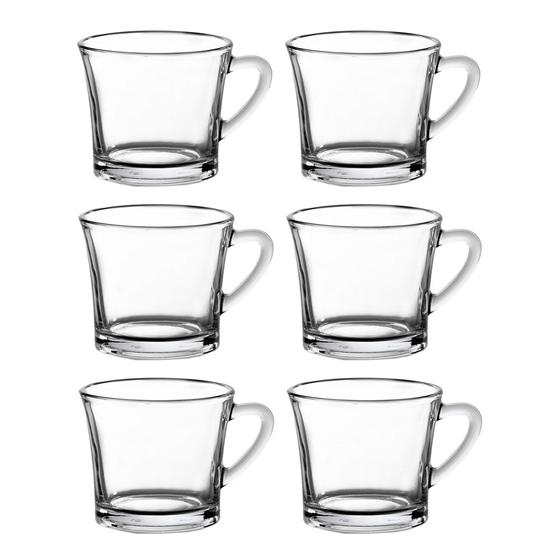 Imagem de Jogo 6 Xícaras Café Chá Vidro Vintage 180ml Transparente