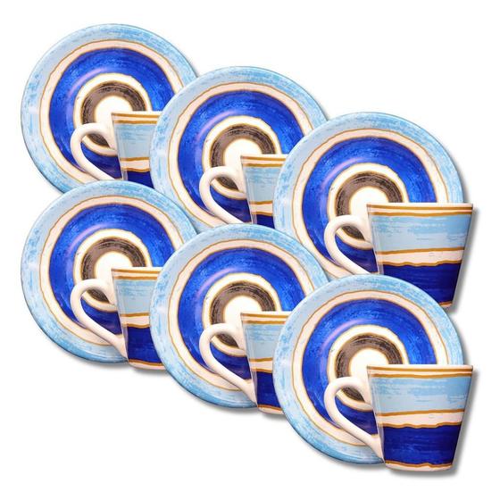 Imagem de Jogo 6 Xícaras De Chá Azul Olho Grego - Cerâmica Scalla