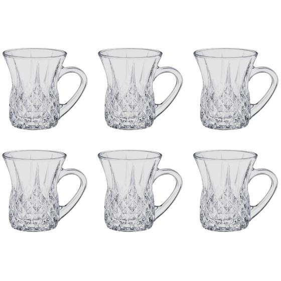 Jogo 6 Xícaras de Chá Café Vidro Cristal 140ml Elegante Decoração Menor preço em Jogo 6 Xícaras de Chá Café Vidro Cristal 140ml Elegante Decoração