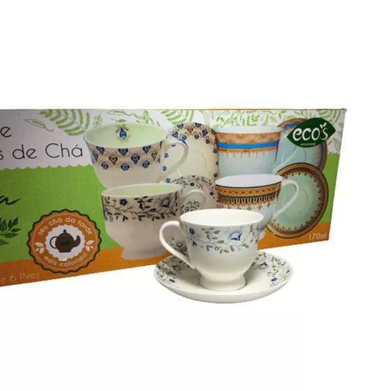 Jogo 6 Xicaras Chá Porcelana C/pires Paddy 200ml - Rojemac - Xícaras de Chá  - Magazine Luiza
