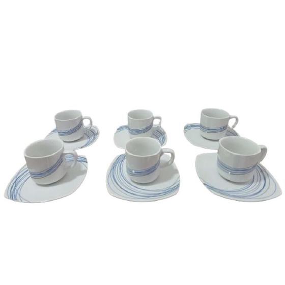 Imagem de Jogo 6 Xícaras E Pires Café Porcelana Italiana 50Ml Bugatti