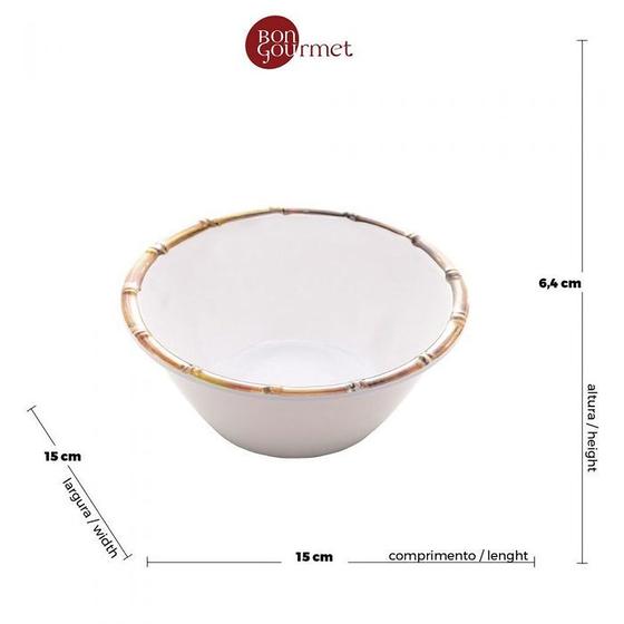 Imagem de Jogo 8 Bowls Borda de Bambu Melamina Branco 15x6cm