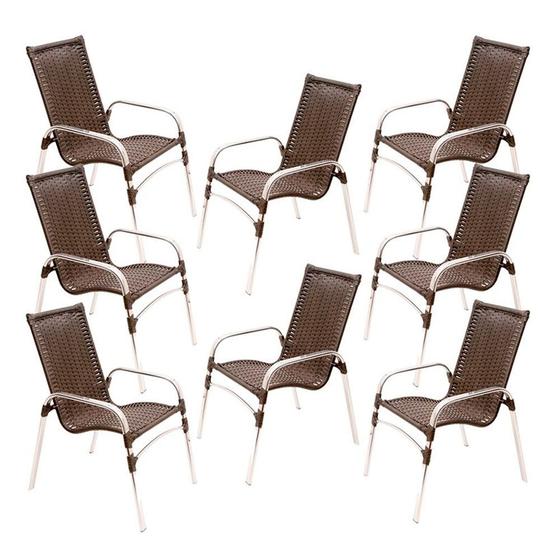 Imagem de Jogo 8 Cadeiras Emily em Alumínio para Jardim e Piscina