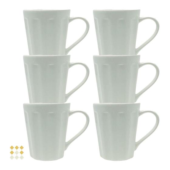 Imagem de Jogo 8 Caneca Chá Café Branca 250ml em Porcelana