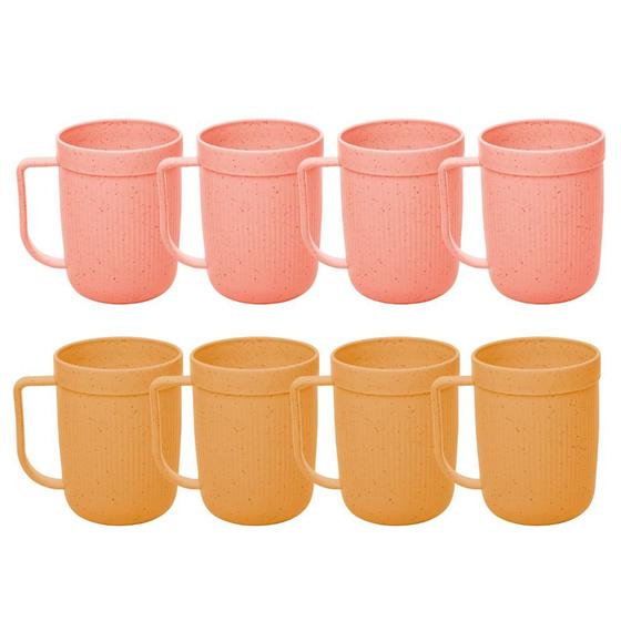Imagem de Jogo 8 Canecas Fibra de Bambu e PP Cores Sortidas Textura 300ml Lyor