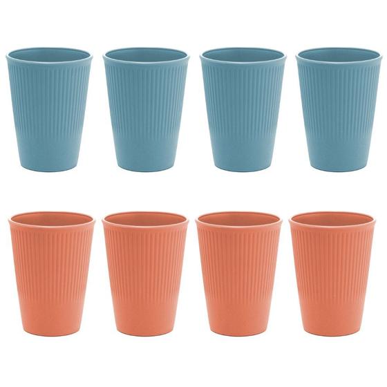 Imagem de Jogo 8 Copos de Bambu e PP Texturizado Stripes Cores Sortidas 300ml Lyor