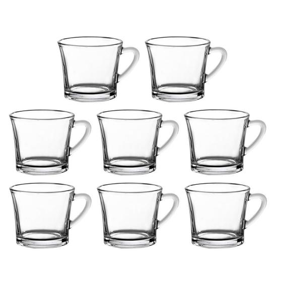 Imagem de Jogo 8 Xícaras Café Chá Vidro Vintage 180Ml Transparente