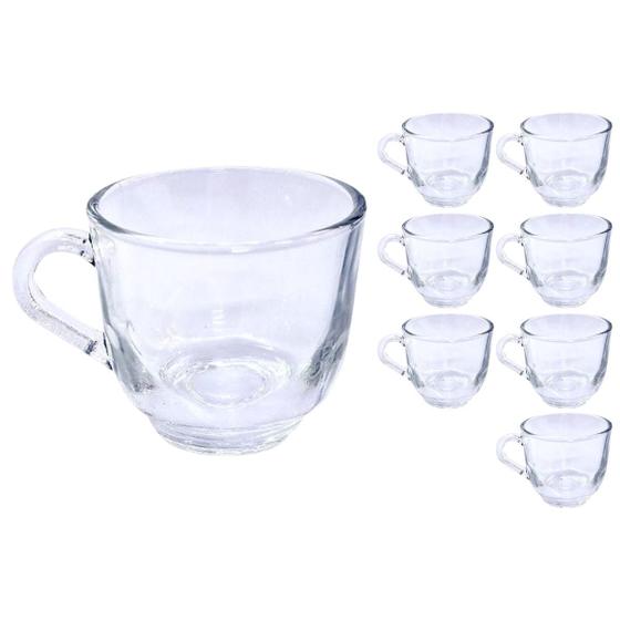 Imagem de Jogo 8 Xícaras De Chá 150ml Vidro Transparente Praticasa