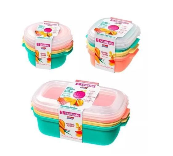 Imagem de Jogo 9 Potes Coloridos Para Mantimentos 480ml 530ml 1100ml