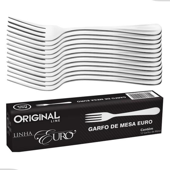 Garfo Jogo Aço Inox 12 Garfo Mesa Churrasco Restaurante Euro Kit Linha ...
