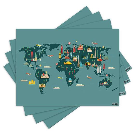 Imagem de Jogo Americano com 4 peças - Mapa Mundi - 1649Jo