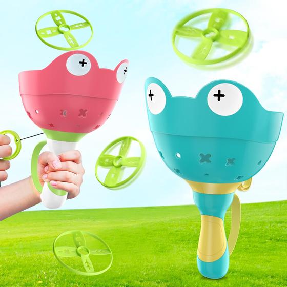 Imagem de Jogo ao ar livre Wednik Flying Disc Launcher com 12 Frisbees Kids