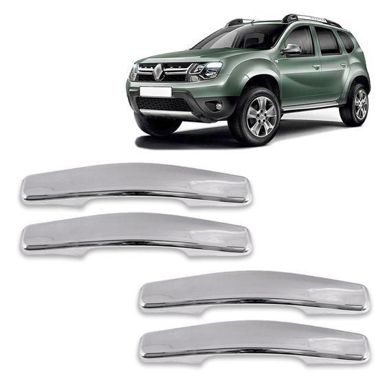 Imagem de Jogo Aplique Cromado para Maçaneta Externa Renault Duster 2010 2011 2012 2013 2014 2015 4 Portas