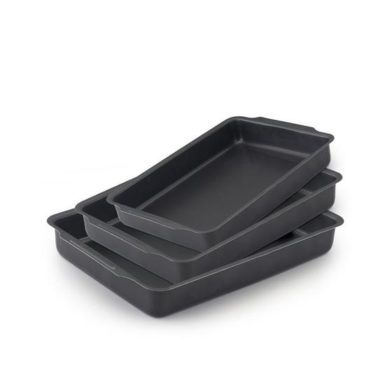 Imagem de Jogo Assadeiras Retangular 3 Peças Preto Nacional