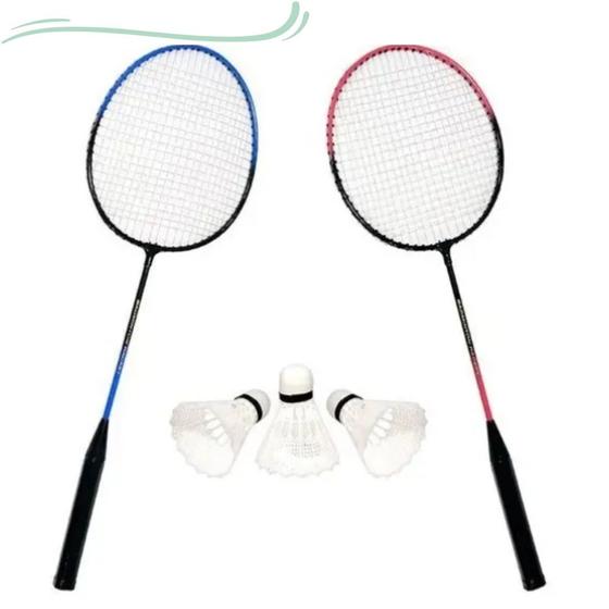 Imagem de Jogo Badminton Completo Com 2 Raquetes 3 Petecas  Bolsa