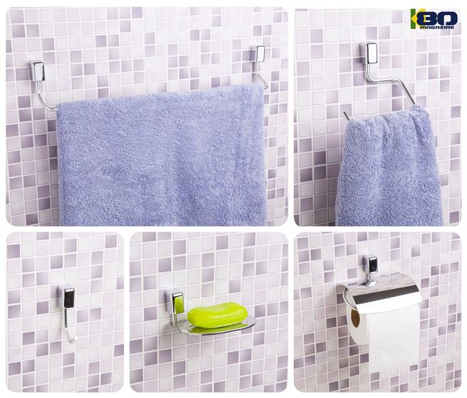 Imagem de Jogo Banheiro 5pc Brilhante Toalha Papel Higienico Sabonete