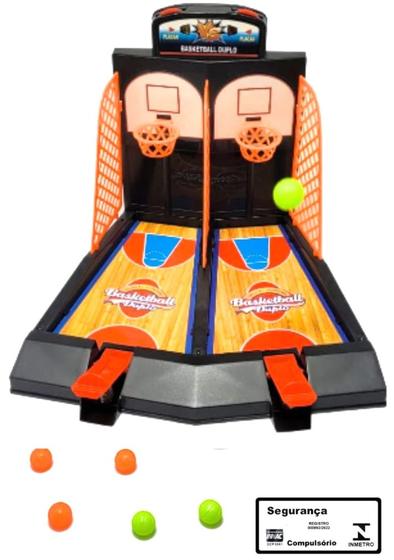 Imagem de Jogo Basketball Duplo Braskit Basquete para 2 Jogadores com Placar Brinquedo Infantil Lança Bolas