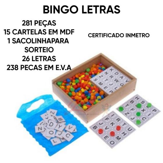 Imagem de Jogo Bingo De Letras 281 Peças Em Madeira Educar E Ensinar