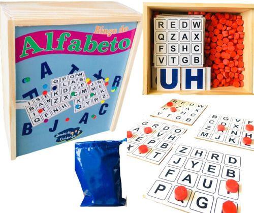Imagem de Jogo Bingo de Letras Alfabeto 281 Peças Em Madeira Divertido