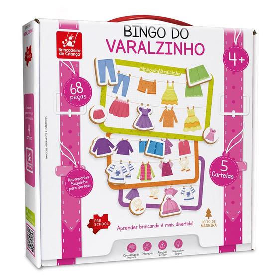 Imagem de Jogo Bingo do Varalzinho - 68 peças - Montessori MDF +4 anos