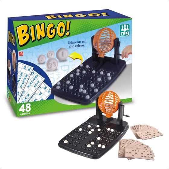 Imagem de Jogo Bingo Infantil 48 Cartelas 90 Bolinhas Passatempo Divertido +5 Anos Brinquedo com Com Globo Nig Brinquedos - 1000