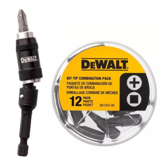 Imagem de Jogo Bits Parafusadeira Com Adaptador Angular Magnético Dewalt 14pcs Philips Ph2 E Quadrado DWPVTC14 Com Caixa Plástica