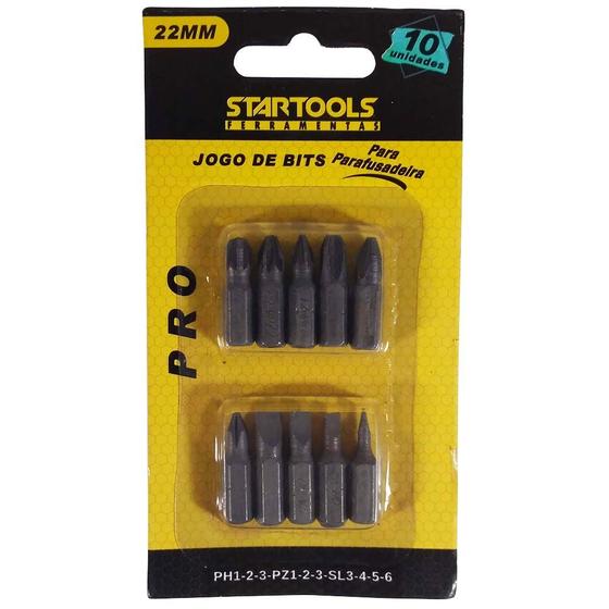 Imagem de Jogo Bits/Ponteiras 22mm 10 Peças Startools