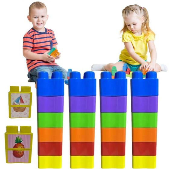 Jogo Blocos De Montar Infantil Peças Grande Gigante Educativo Didatico ...