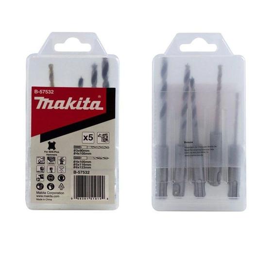 Imagem de Jogo Broca Sds Metal e Madeira 05 Pc  3 a 6mm B-57532 Makita