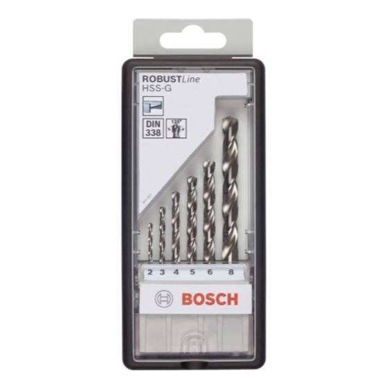 Imagem de Jogo Brocas p/ Metal Bosch Robustline HSS-G Ø2-8mm 6 peças