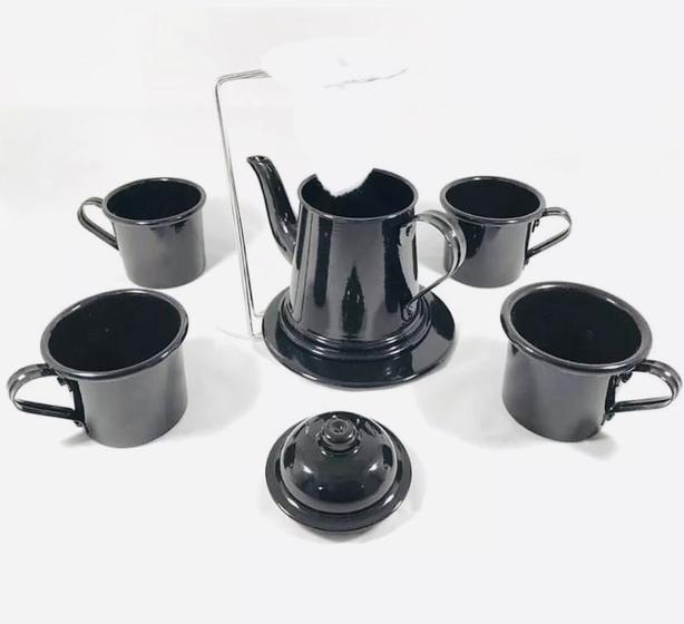 Imagem de Jogo Bule Com 4 Canecas- Xícaras Cafe Chá -retro Mariquinha