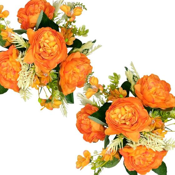 Jogo c/ 2 buquê peonia laranja 36cm flores de seda permanente - PAPEL MÂCHÈ  - Outros Decoração - Magazine Luiza