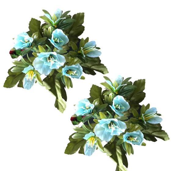Jogo C/ 2 Mini Buquês De Azaleia C/ 7 Flores 27cm Cada - Azul. - Multiart -  Outros Decoração - Magazine Luiza