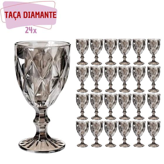 Imagem de Jogo C/ 24 Taça Diamond Cinza Metalizado 340ml Chumbo - Luxo