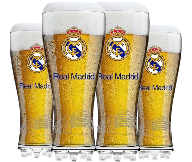 Imagem de Jogo C 4 Copos Chuteira Real Madrid Produto Licenciado 370ml