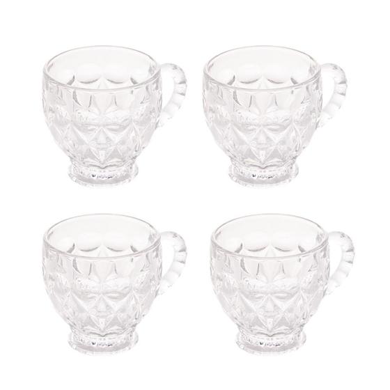 Imagem de Jogo c/ 4 Xícaras de Chá de Vidro Cristal Lile Lyor Cor Transparente 200ml