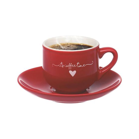 Jogo C/6 Xícaras Com Pires Lamour Em Porcelana Chá Café 90ml Menor preço em Jogo C/6 Xícaras Com Pires Lamour Em Porcelana Chá Café 90ml