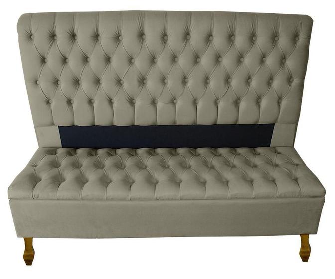 Imagem de Jogo Cabeceira + Recamier Baú Iza Capitone Para Cama Box Casal Padrão 138 CM - Suede - Sv Decor