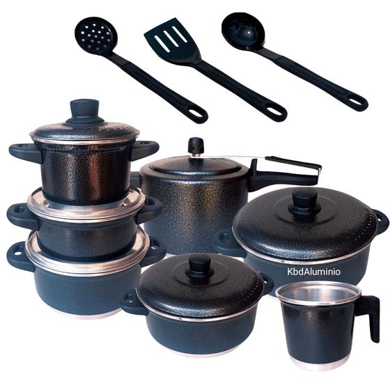 Jogo Caçarola Conjunto Panelas Kit 10 Pçs + Panela De Pressão 4.5l + Talheres Menor preço em Jogo Caçarola Conjunto Panelas Kit 10 Pçs + Panela De Pressão 4.5l + Talheres