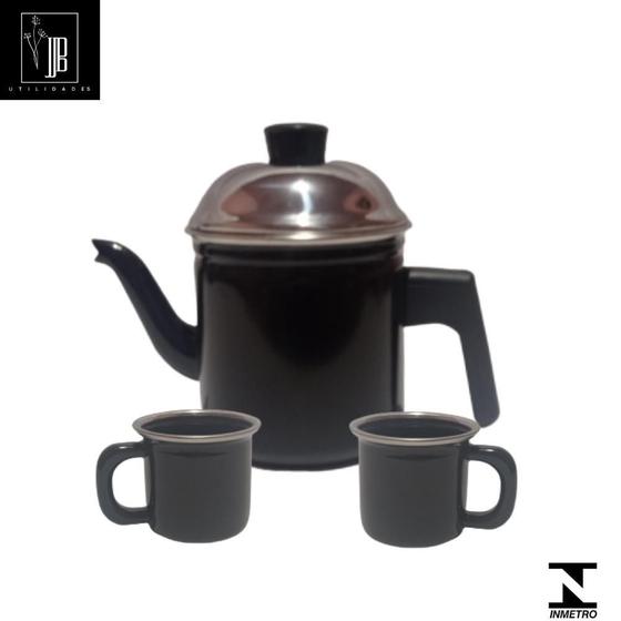 Imagem de Jogo Café 3 Pçs Bule Preto Indução Cooktop Elétrico A Gás