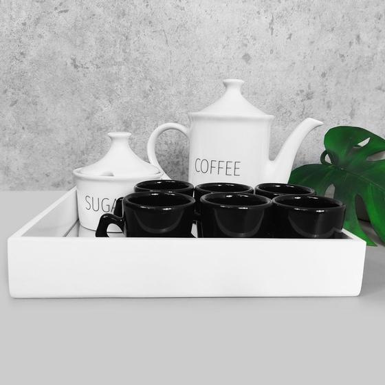 Imagem de Jogo Café Words Com Bandeja Quadrada Espelhada Preto