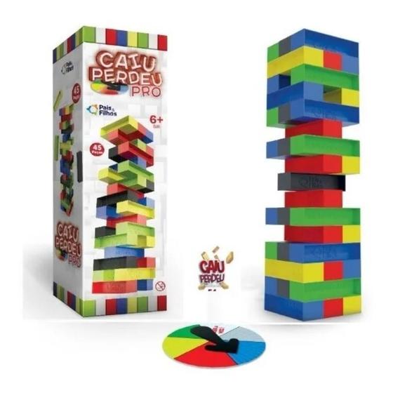 Imagem de Jogo caiu perdeu pro torre de empilhar jenga 45 pçs e roleta  790694 pais e filhos