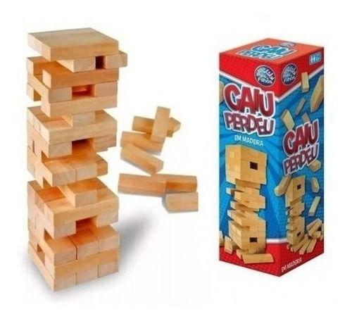 Jogo Caiu Perdeu Torre De Madeira 54 Pçs Pais & Filhos Menor preço em Jogo Caiu Perdeu Torre De Madeira 54 Pçs Pais & Filhos