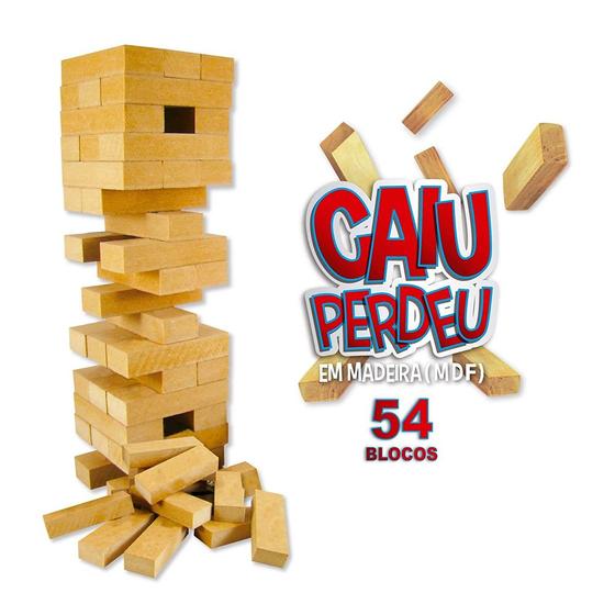Jogo Caiu Perdeu Torre De Madeira Para Empilhar 54 Blocos Menor preço em Jogo Caiu Perdeu Torre De Madeira Para Empilhar 54 Blocos